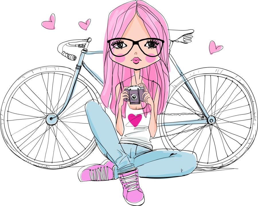 Фреска Девочка и велосипед