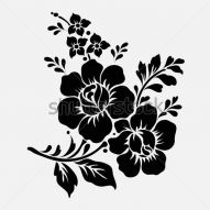 Фреска Абстракт черно белые цветы