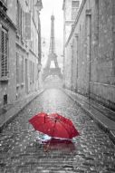 Фотообои Серая башня и красный зонт