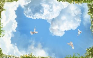 Фотообои птицы в облаках