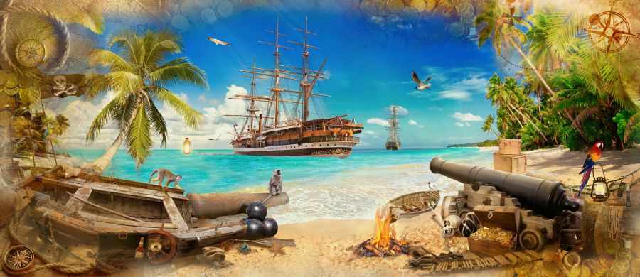 Картина на холсте пиратский остров, арт hd0900001