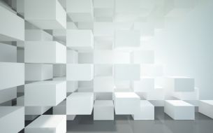 Фреска Белые 3D кубы абстракция