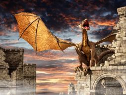 Фреска Летающий дракон фентези
