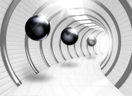 Фотообои 3D Шары в полукруглом тоннеле
