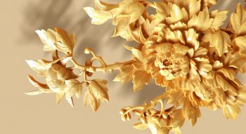Фотообои 3D стильный цветок в золотой гамме