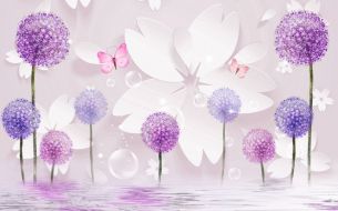Фреска 3D Нежно-сиреневые цветы