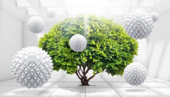 Фреска 3D шары и дерево