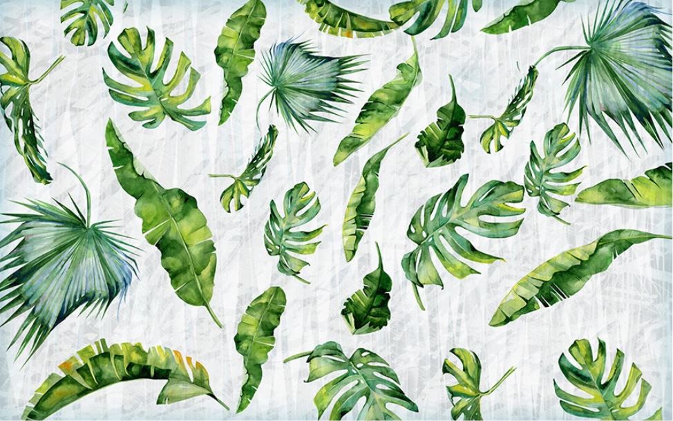 Фотообои Пальмовые листья на фоне светлой текстуры