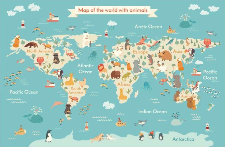 Фреска Детская карта мира