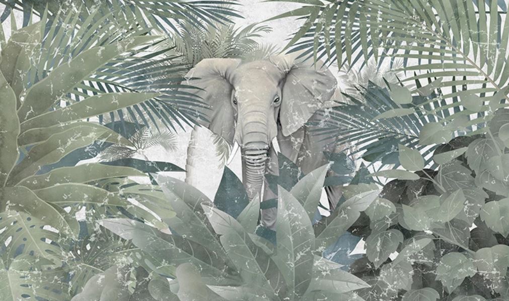 Фреска Слон в джунглях