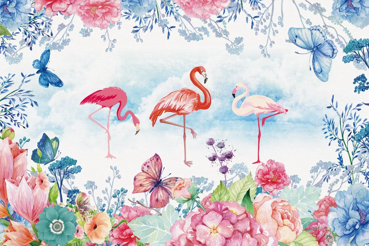 Фреска Фламинго в цветах