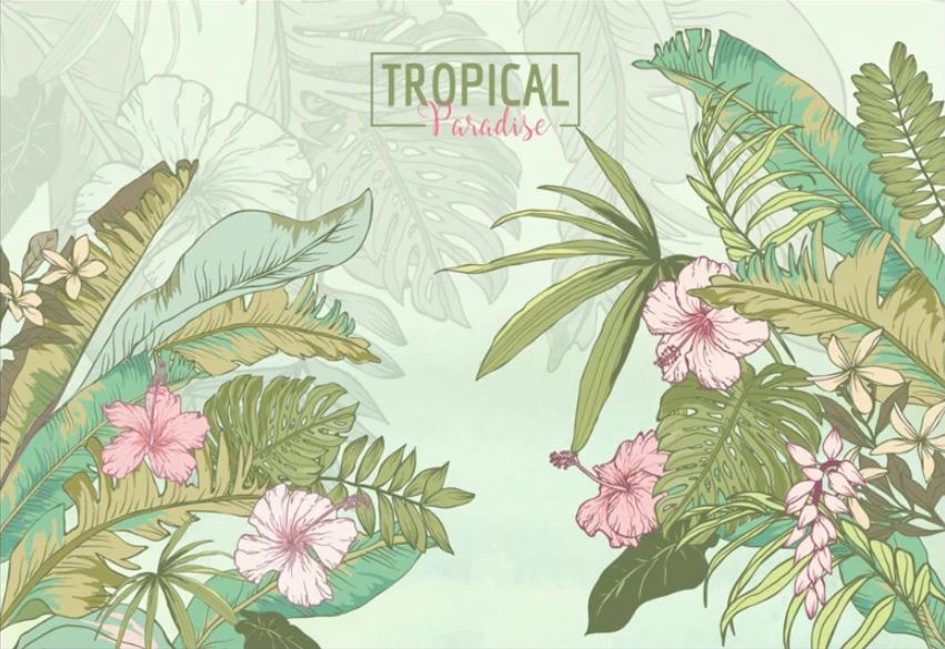 Фреска Тропические цветы