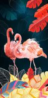 Фреска Фламинго и листья