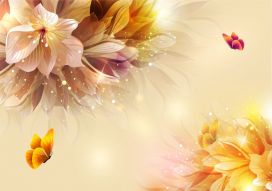 Фреска 3D Цветы и бабочки