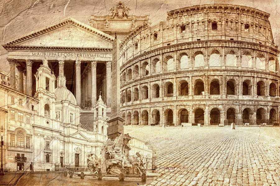 Фреска Римская архитектура