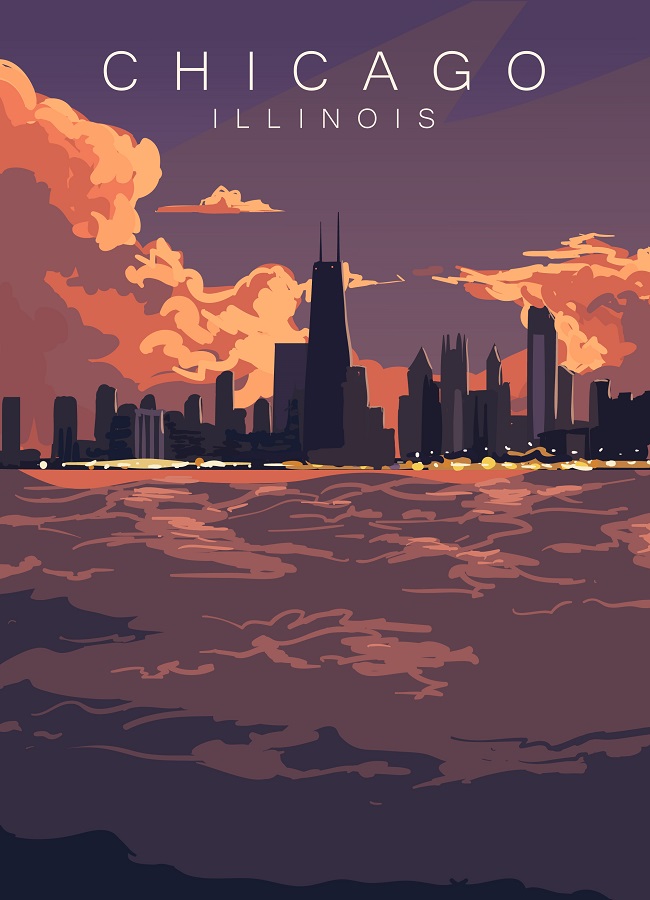 Картина на холсте Chicagi Illinois, арт hd2289101