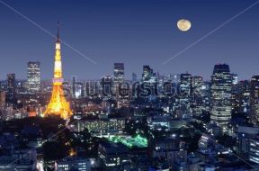 Фреска Ночные небоскребы Токио