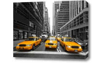 Картина желтые машины такси